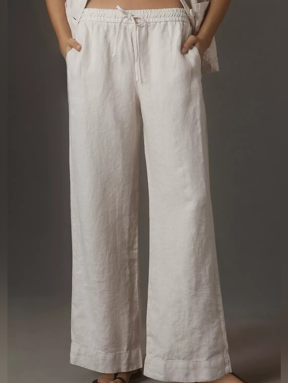 Velvet Graham & Spencer Gwyneth Linen Wide Leg Pants Drawstring Pockets S 27"
